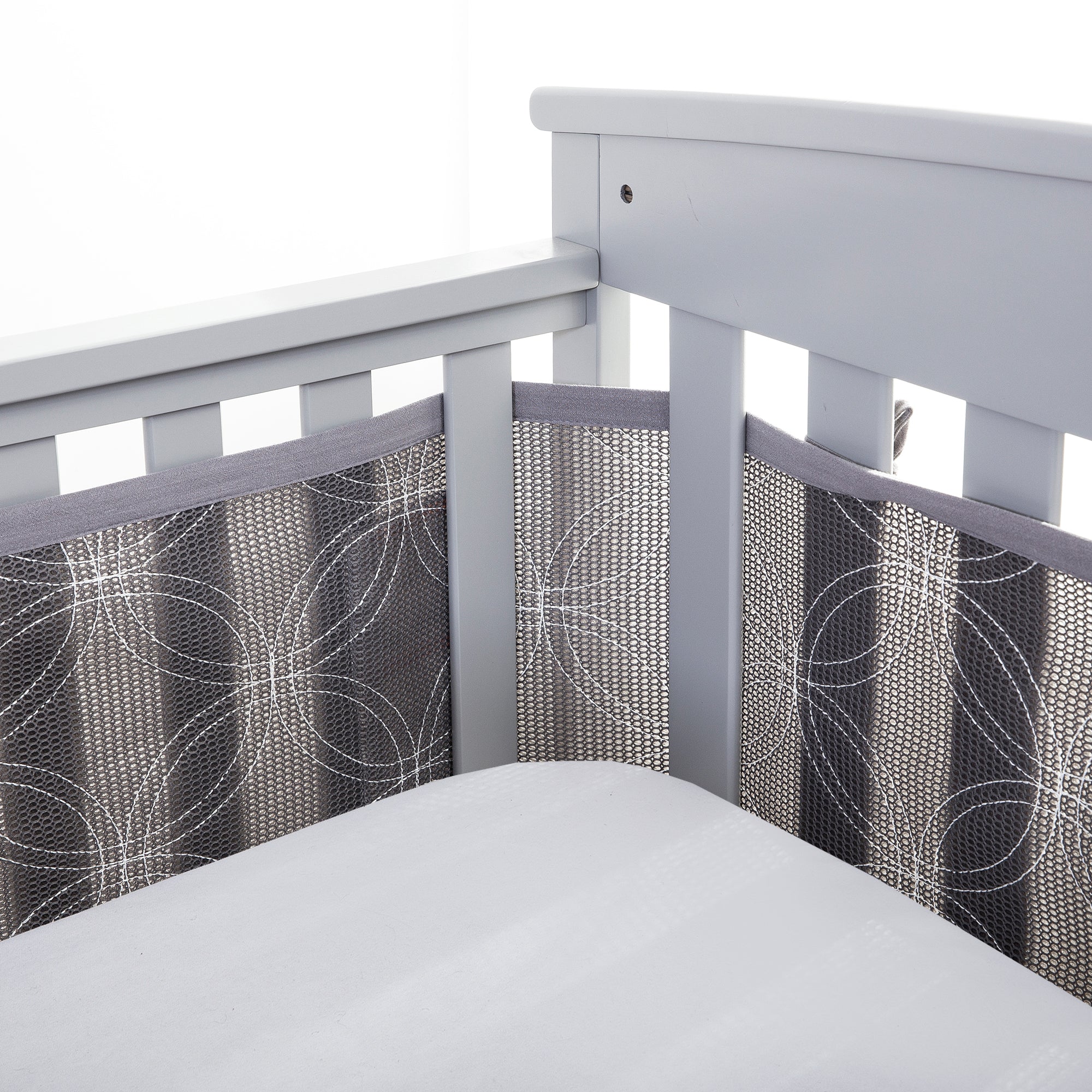 Breathable™ Mesh Liner for Full-Size Cribs, Deluxe 4mm Mesh, Gray Links  (Size 4FS Covers 3 or 4 Sides)