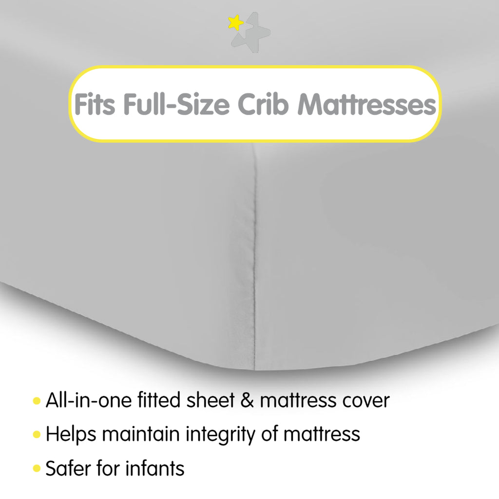 Fit Description for BreathableBaby All-in-One Fitted Sheet & Waterproof Cover for Crib Mattresses in Gray